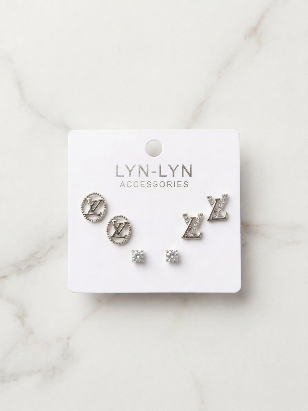 Brand New Silver Stud Earring Set - 3 Pairs